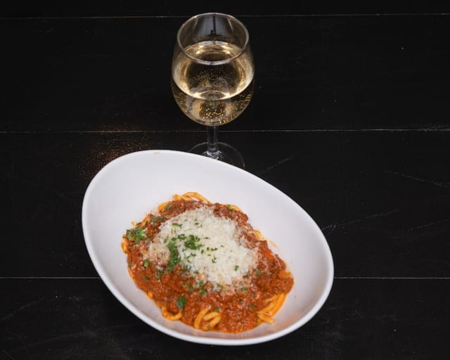 Bucatini Bolognese.